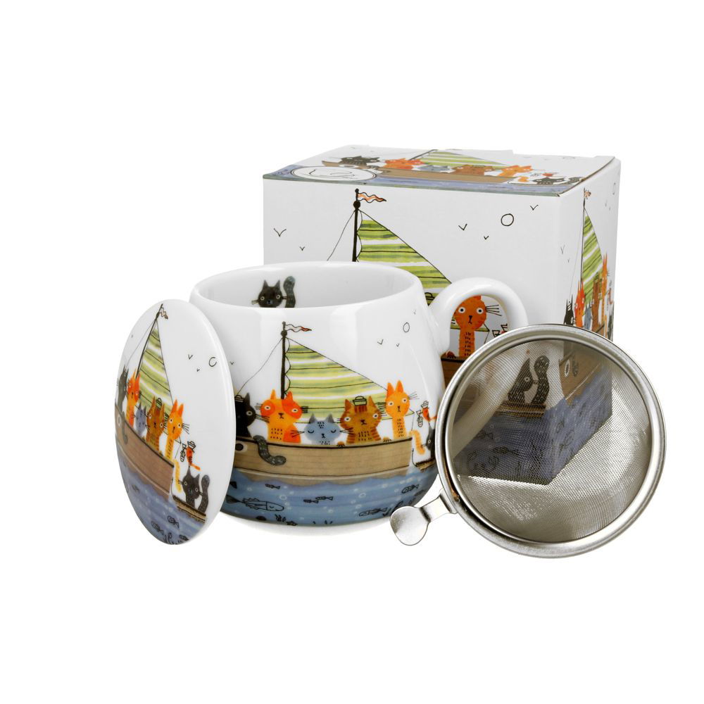 Teebecher mit Sieb & Deckel Cat’s World Cat Crew – 0,43l