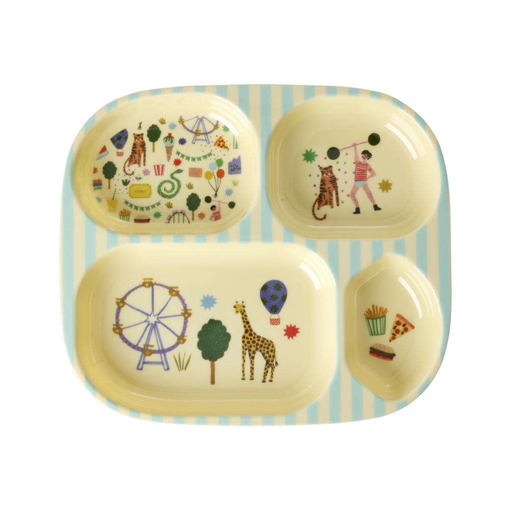 Rice Melamin Kinderteller mit 4er Einteilung Fun Fair Mint