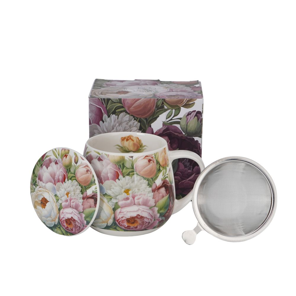 Teebecher mit Sieb & Deckel Flowers Peonies – 0,43l