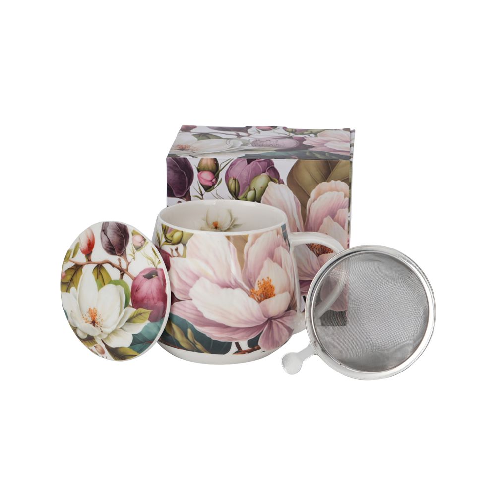 Teebecher mit Sieb & Deckel Flowers Magnolias – 0,43l